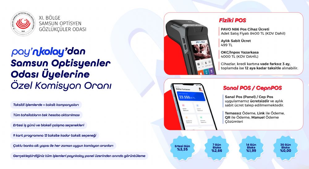 Paynkolay'dan Samsun Optisyenler Odası Üyelerine Özel Komisyon Oranı
