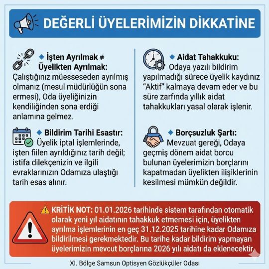 Odamızda Son Dönemde Sıkça Karşılaşılan Üyelikten İstifa ve Aidat Borçları Hususunda Bir Karışıklığı Gidermek İsteriz: