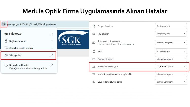 Medula Optik Firma Uygulamasında Alınan Hatalar