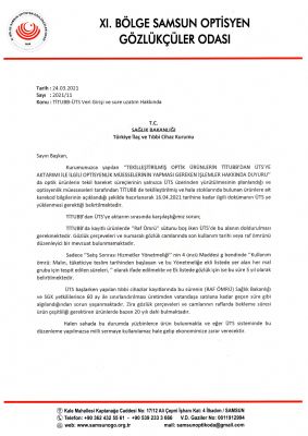 TİTUBB-ÜTS Veri Girişi ve Süre Uzatım Hakkında XI.Bölge Samsun Optisyen Gözlükçüler Odası Dilekçe Gönderdi.